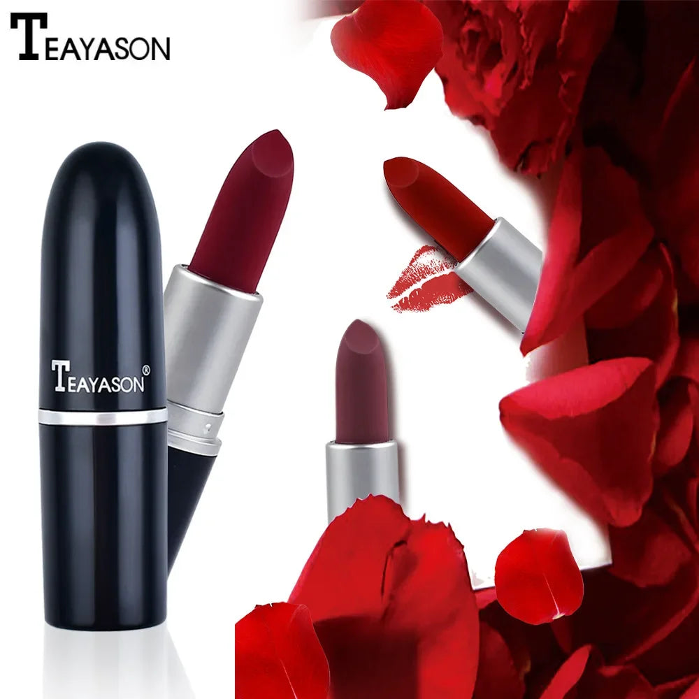 TEAYASON makeup Lipstick Matte Waterproof Velvet Lip Stick 10 Colors Sexy Red Brown Pigments Makeup Matte Lipsticks Beauty Lips